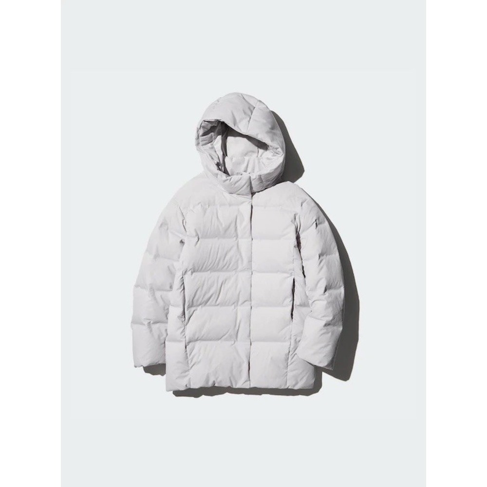 Uniqlo Seamless Down Short Coat Womens XXL Gray Full Zip Puffer Outdoor Jacket